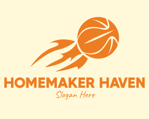 Orange Flaming Basketball logo design