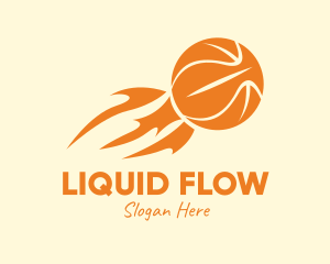 Orange Flaming Basketball logo design