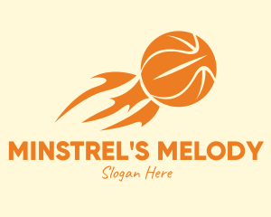 Orange Flaming Basketball logo design