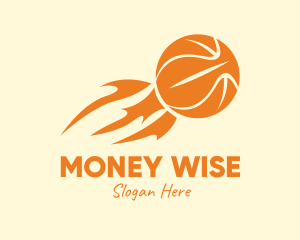 Orange Flaming Basketball logo design