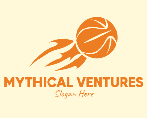 Orange Flaming Basketball logo design