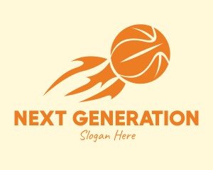 Orange Flaming Basketball logo design