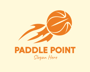 Orange Flaming Basketball logo design