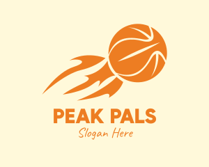 Orange Flaming Basketball logo design