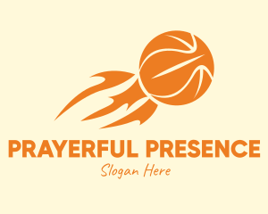 Orange Flaming Basketball logo design