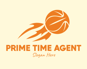 Orange Flaming Basketball logo design