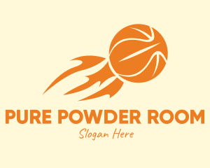 Orange Flaming Basketball logo design