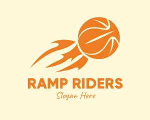 Orange Flaming Basketball logo design