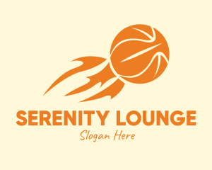 Orange Flaming Basketball logo design