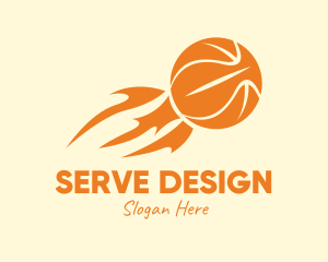 Orange Flaming Basketball logo design