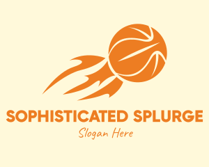 Orange Flaming Basketball logo design