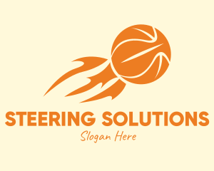 Orange Flaming Basketball logo design