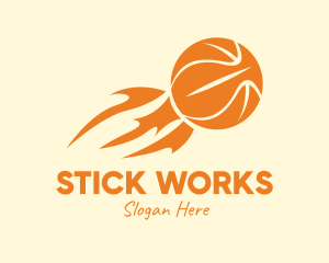 Orange Flaming Basketball logo design