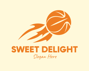 Orange Flaming Basketball logo design