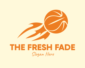 Orange Flaming Basketball logo design