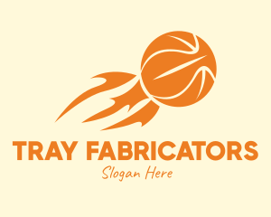 Orange Flaming Basketball logo design