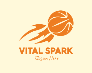 Orange Flaming Basketball logo