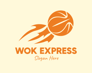 Orange Flaming Basketball logo design