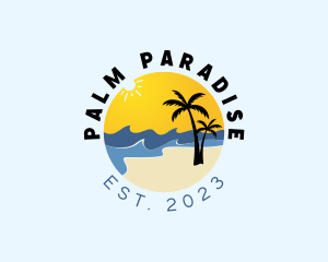 Sunny Beach Palm Tree logo design