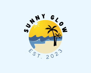 Sunny Beach Palm Tree logo design