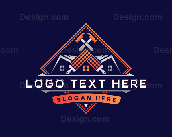 Roofing Hammer Paint Brush Logo