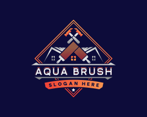 Roofing Hammer Paint Brush  logo design