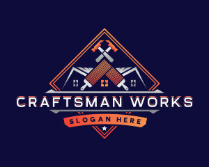 Roofing Hammer Paint Brush  logo design