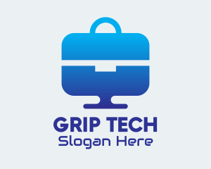 Blue Tech Briefcase Desktop logo design