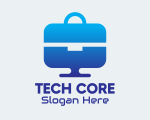 Blue Tech Briefcase Desktop logo design