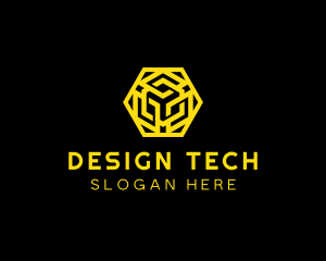 Hexagon Geometric Tech logo design