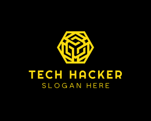 Hexagon Geometric Tech logo design