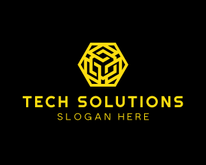 Hexagon Geometric Tech logo design