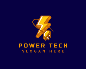 Plug Electricity Lightning Logo