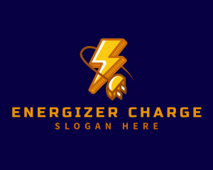 Plug Electricity Lightning logo design