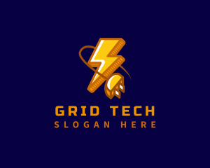 Plug Electricity Lightning logo design