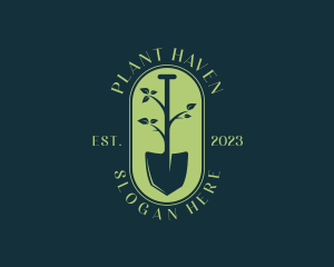 Shovel Plant Leaf Landscaping logo design