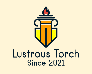 Column Shield Torch logo design