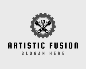 Wrench Piston Mechanic logo design