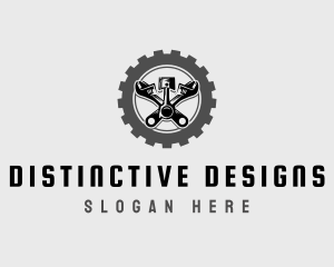 Wrench Piston Mechanic logo design