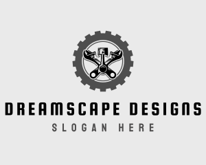 Wrench Piston Mechanic logo design