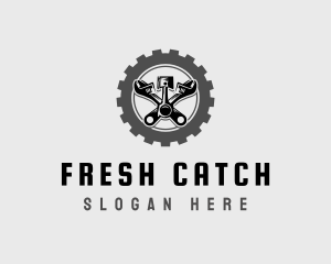 Wrench Piston Mechanic logo design