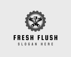 Wrench Piston Mechanic logo design