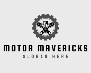 Wrench Piston Mechanic logo design