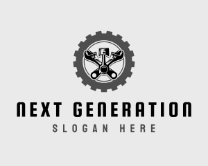 Wrench Piston Mechanic logo design