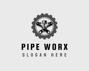 Wrench Piston Mechanic logo design