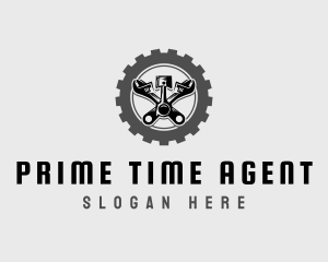 Wrench Piston Mechanic logo design