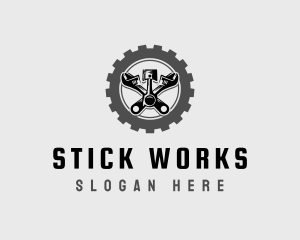 Wrench Piston Mechanic logo design