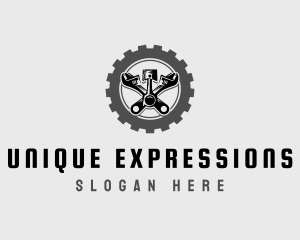 Wrench Piston Mechanic logo design