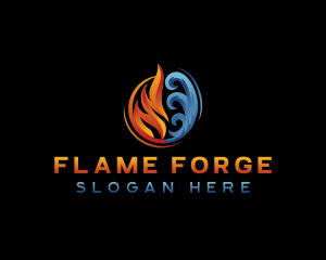 Flame Wave Hvac logo design