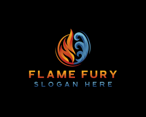 Flame Wave Hvac logo design